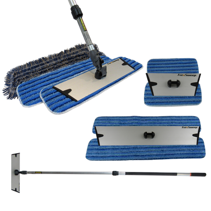 Easy-Clean™ Snap-On™ Microfiber Mop System Kit | Flat Mop & Adjustable Telescopic Handle - FlexSweep