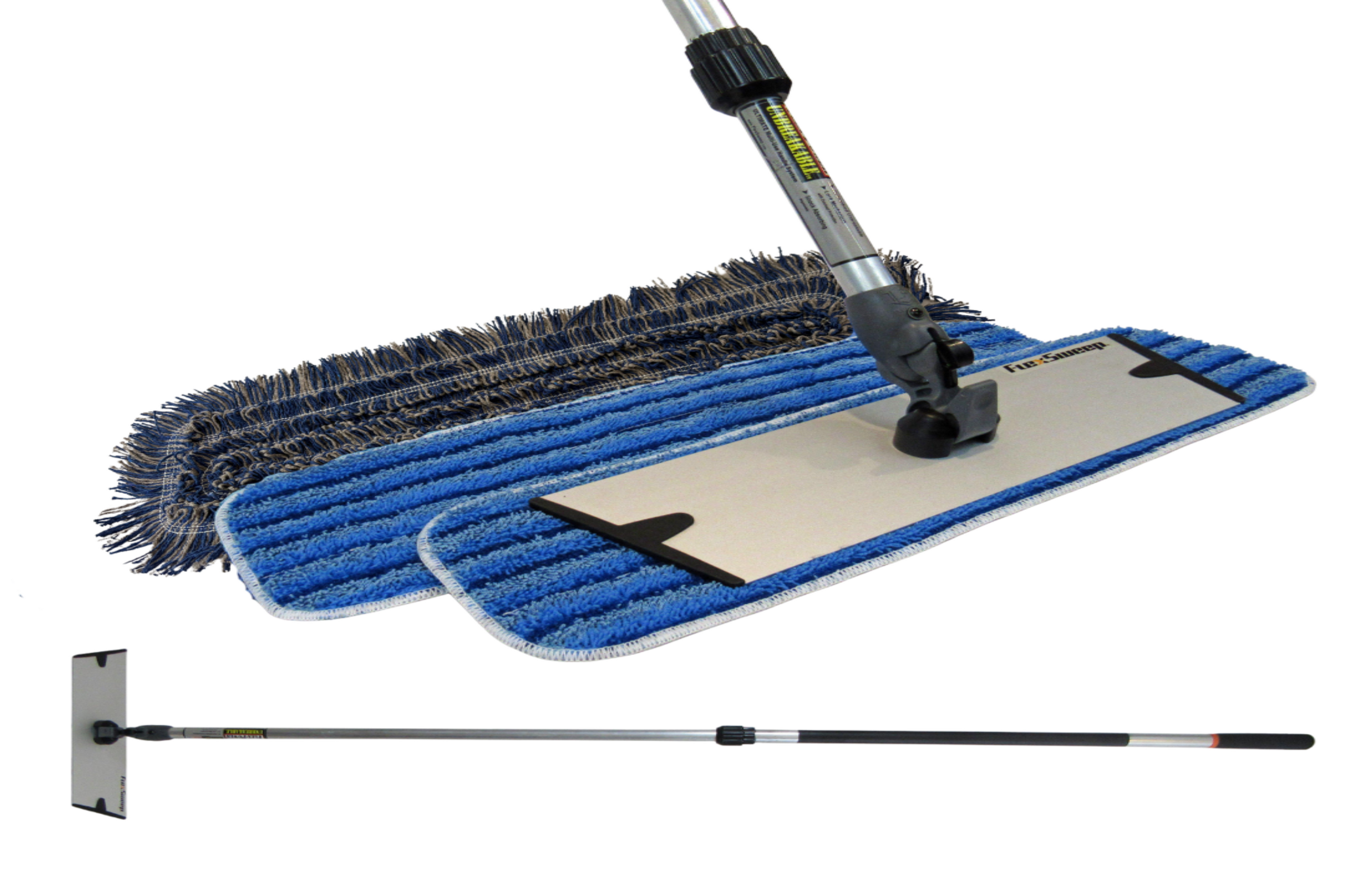 Easy-Clean™ Snap-On™ 18" Flat Mop Set with Aero-Aluminum Adjustable Handle (Multi-Pack) - FlexSweep