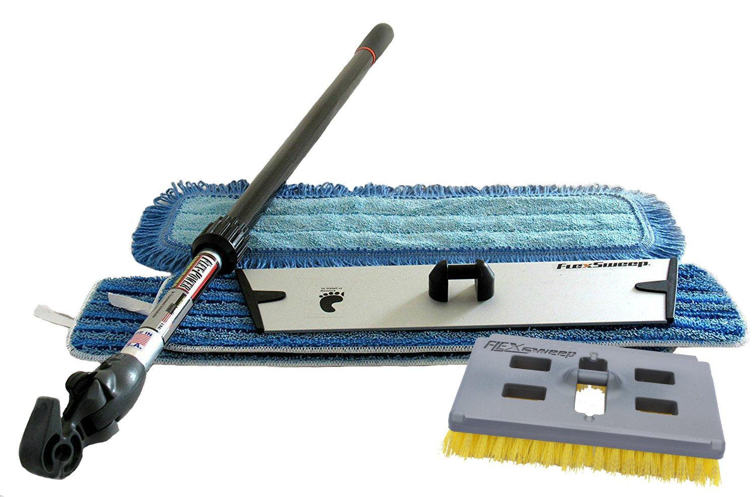 Easy-Clean™ Snap-On™ Flat Mop and Scrub Brush Kit (3 Pack) - FlexSweep